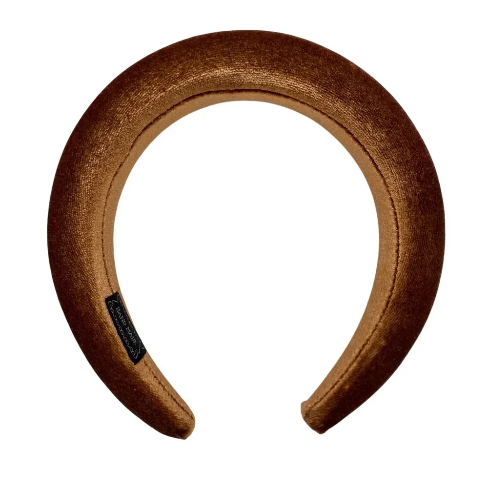 Padded Velvet Headband Brown Puffy Cloud Style Fashion Accessory‎ Handmade Boho
